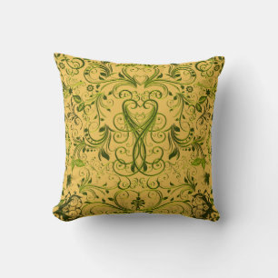 Scroll Work, Spring Green Square Throw Kissen