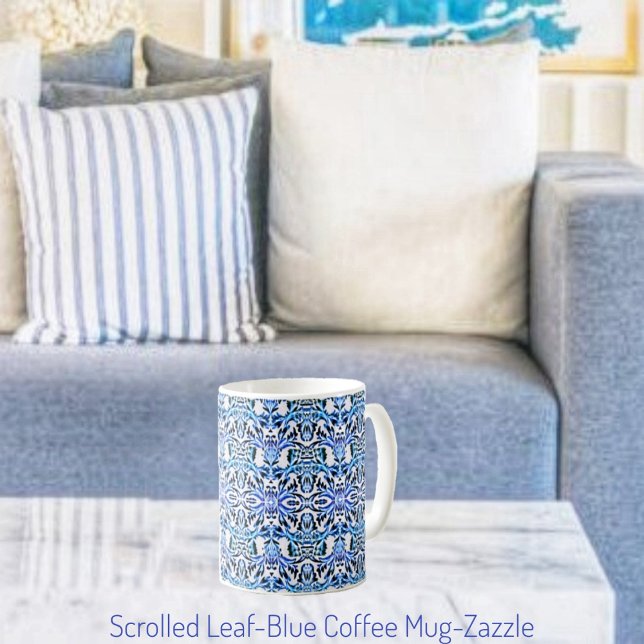 Scrolled Leaf Blue Kaffeetasse (Von Creator hochgeladen)
