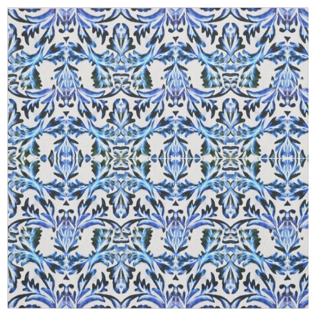 Scrolled Leaf Blue Stoff (Muster)