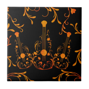 Scrolled Wood Guitar Fliese