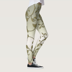 Scrolling Olive Blätter Schlankheitseffekt Leggings