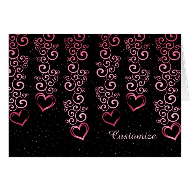 Scrolling Vine Hearherz Note Card (Vorderseite (Horizontal))
