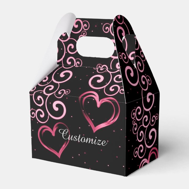 Scrolling Vine Hearts Gable Favor Box Geschenkschachtel (Vorderseite)