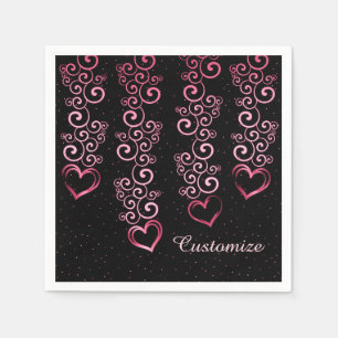 Scrolling Vine Hearts Napkins Serviette
