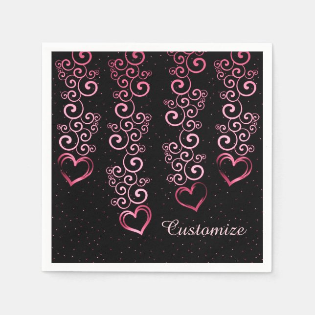 Scrolling Vine Hearts Napkins Serviette (Vorderseite)