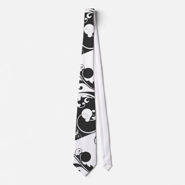 Scrolling Yin & Yang (schwarz) Krawatte (Vorderseite)