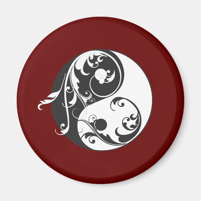 Scrolling Yin & Yang (schwarz) Magnet (Vorne)