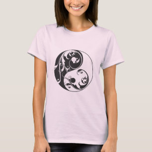 Scrolling Yin & Yang (schwarz) T-Shirt