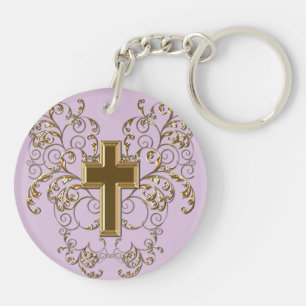 Scrolls et Porte - clé croisé, violet et or