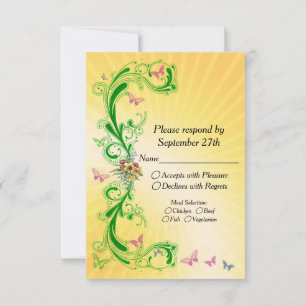 Scrolls und Schmetterlinge RSVP Karte