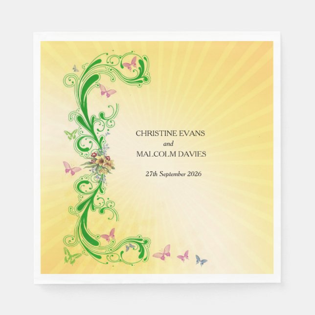 Scrolls und Schmetterlinge Serviette (Vorderseite)