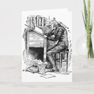 Scrooge an seinem Schreibtisch Karte