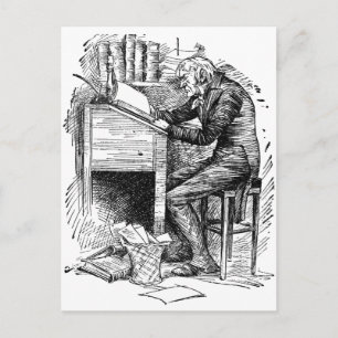Scrooge an seinem Schreibtisch Postkarte