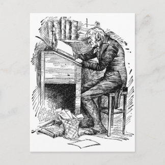 Scrooge an seinem Schreibtisch Postkarte