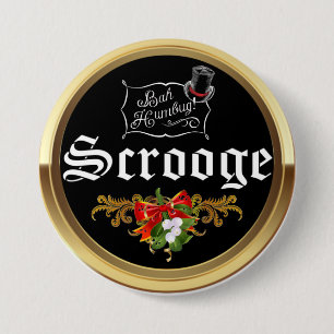 SCROOGE "Bah Humbug!" Mistelzweig Weihnachts Pin Button