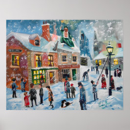 Scrooge Weihnachts-Carlo Winterschneeszene Poster