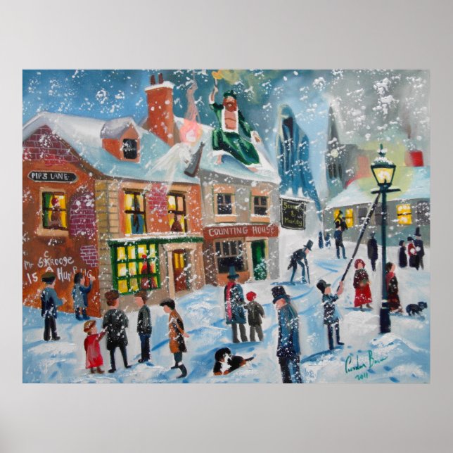 Scrooge Weihnachts-Carlo Winterschneeszene Poster (Vorne)