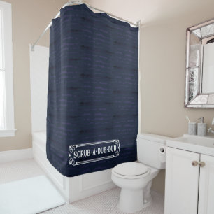 Scrub-A-Dub-Dub moderne maskuline blaue Streifen Duschvorhang