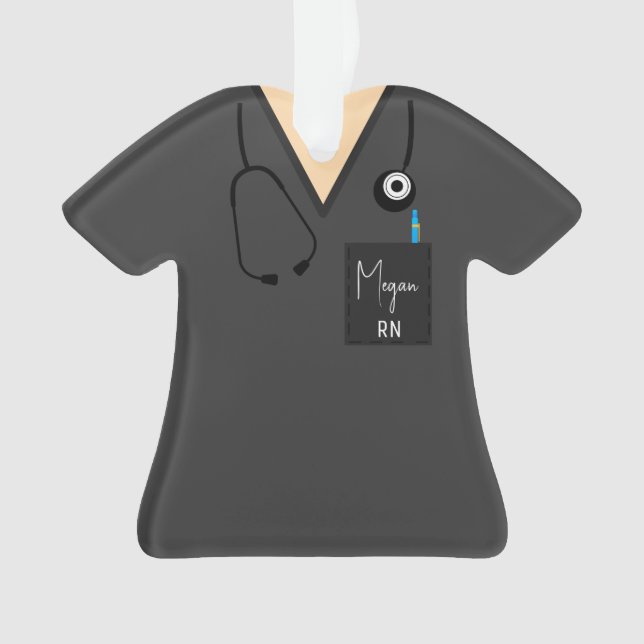 Scrub Top Ornament - Graue Oberseite mit heller Ha (Vorderseite)