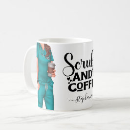 Scrubs and Coffee Nurse Personalized Coffee Mug