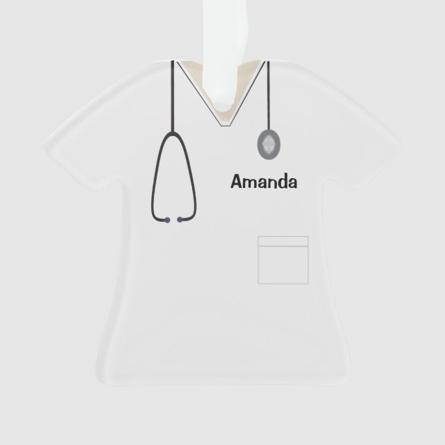 Scrubs Uniforme Nurse Blanc Noël Chemise Orn (devant)