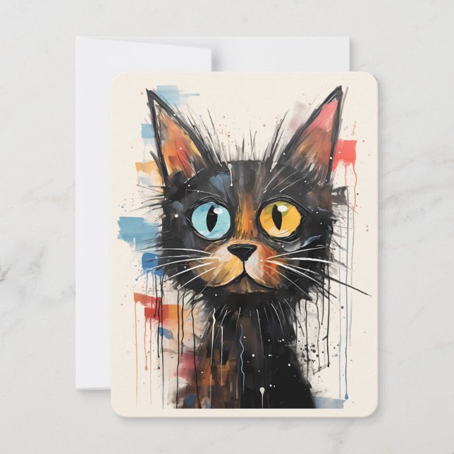 Scruffy Cute Cat Carte de remerciements (Devant)