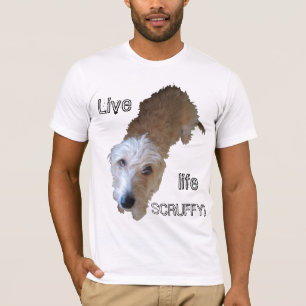 Scruffy Hund "Leben SKRUFFY!" Erwachsenenbasisches T-Shirt
