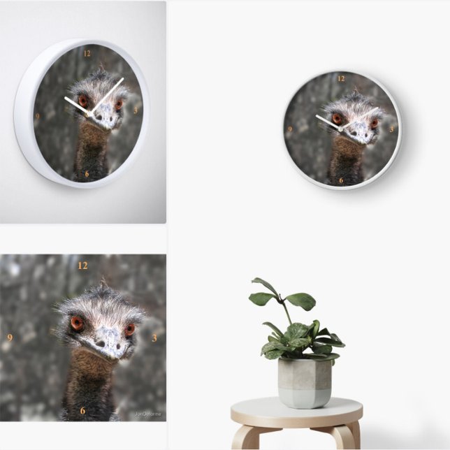 Scruffy Ole Bird, Emu. Quadratische Wanduhr (Von Creator hochgeladen)