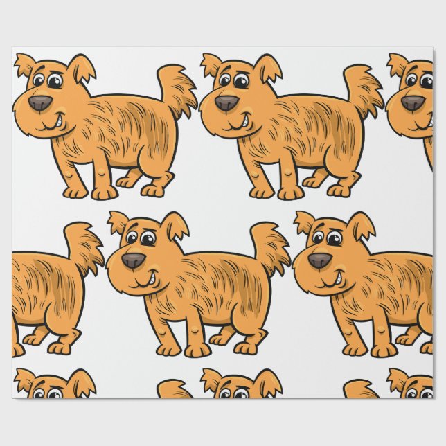 Scruffy Orange Puppy Dog Geschenkpapier (Flach)
