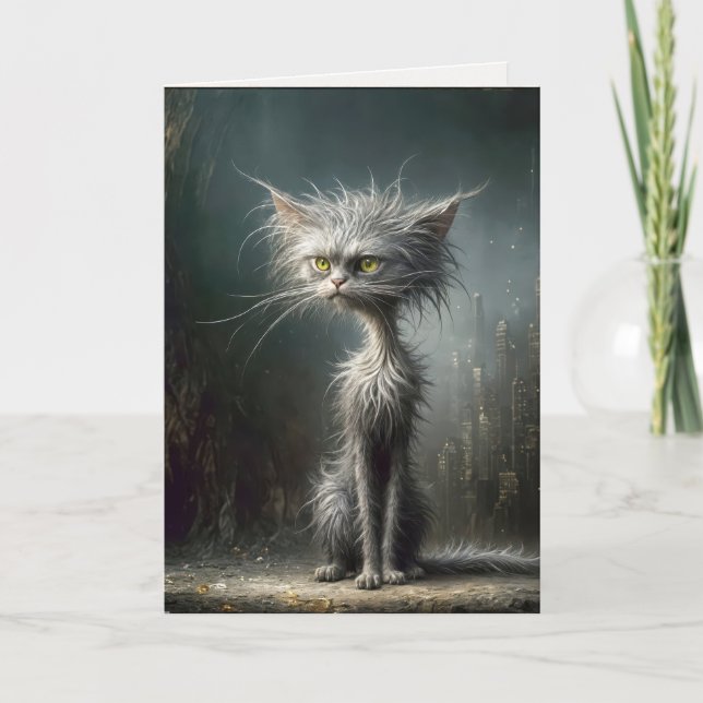 Scruffy Street Cat zum Geburtstag Karte (Vorderseite)