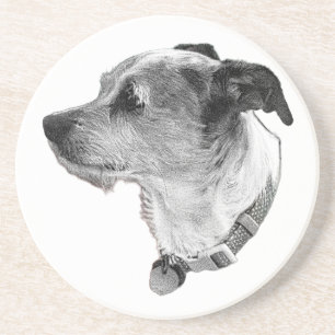 Scruffy Terrier Untersetzer – Realistisches Schwar
