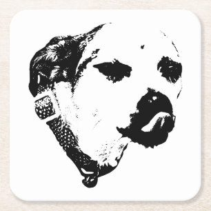 Scruffy Wink Dog Untersetzer – Schwarz und Weiß