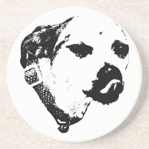 Scruffy Wink Dog Untersetzer – Schwarz und Weiß