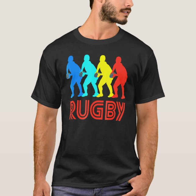 Scrum Half Retro Pop Art Rugby Graphic T-Shirt (Vorderseite)