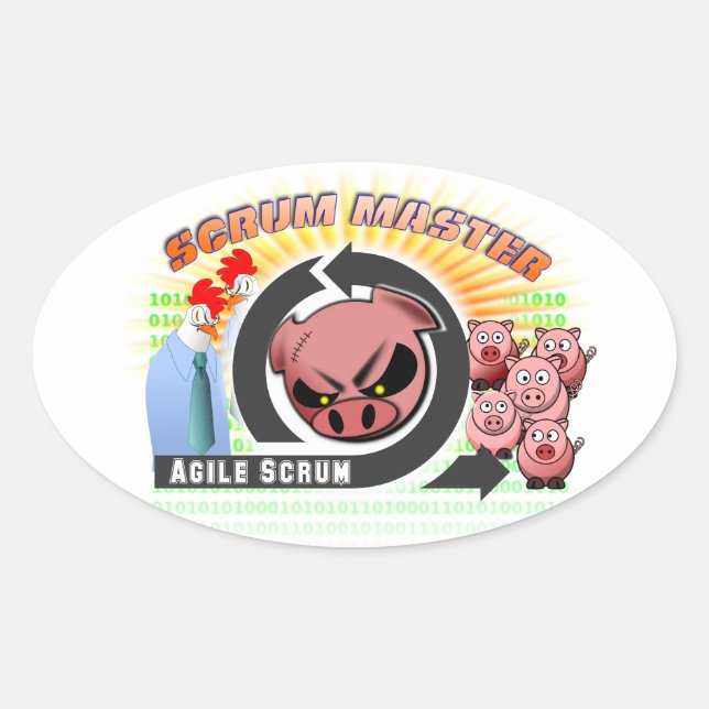 Scrum Master Ovaler Aufkleber (Vorderseite)
