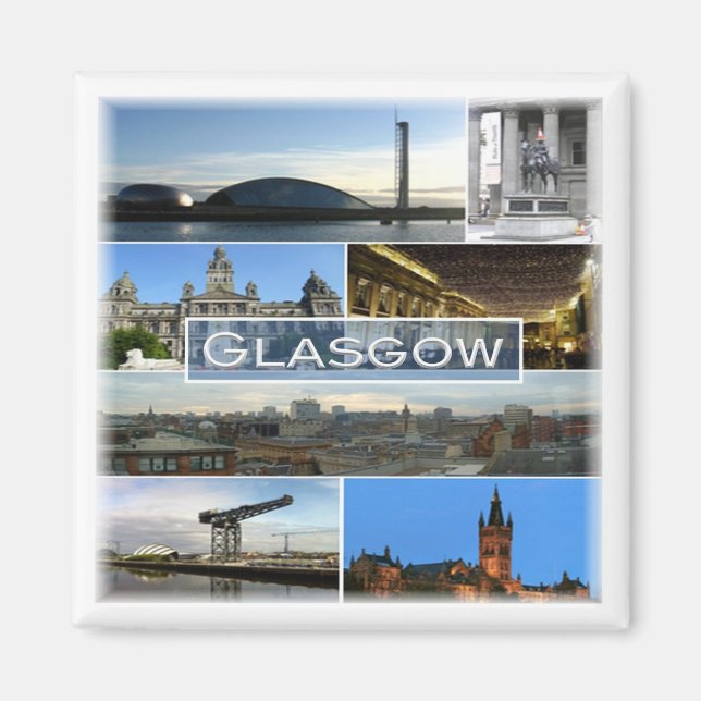 SCT007 GLASGOW, Schottland, Kühlschrank Magnet (Vorne)