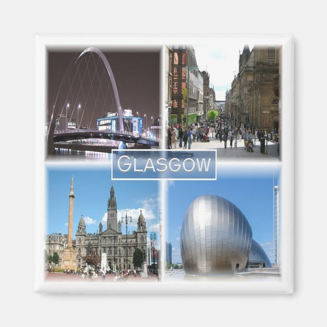 SCT009 GLASGOW, Schottland, Kühlschrank Magnet (Vorne)