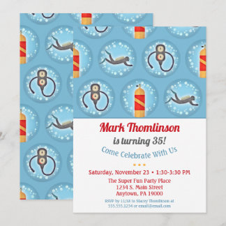 Scuba Birthday Einladung Tauchen Flag