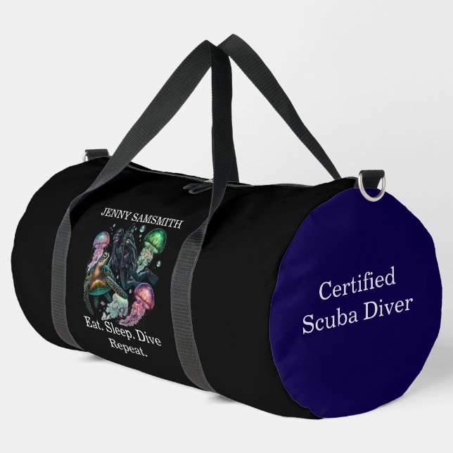 Scuba Bliss: Tauchen Sie ein in das Abenteuer! Duffle Bag (Linke Ecke)