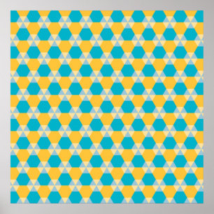 Scuba Blue and Yellow Triangle-Hex Poster