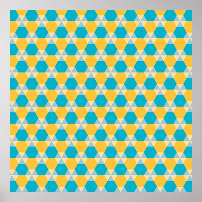 Scuba Blue and Yellow Triangle-Hex Poster (Vorne)