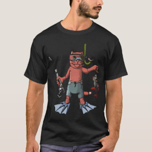Scuba Cat Fisher – Lustige Unterwasser-Cartoonfi T-Shirt