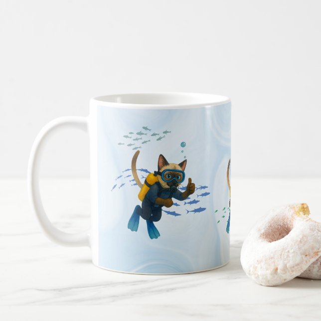 Scuba Cat is diving  Underwater  Kaffeetasse (Mit Donut)