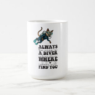 Scuba Cat Tauchgang Blaues Nassanzug lustiger Spru Kaffeetasse