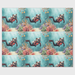 Scuba Cat Underwater Holiday  Merry Christmas  Geschenkpapier