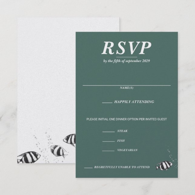 Scuba Couple Food Choices RSVP Karte (Vorne/Hinten)