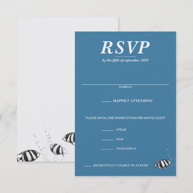 Scuba Couple Food Choices RSVP Karte (Vorne/Hinten)