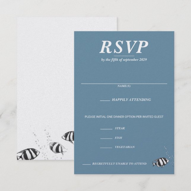 Scuba Couple Food Choices RSVP Karte (Vorne/Hinten)