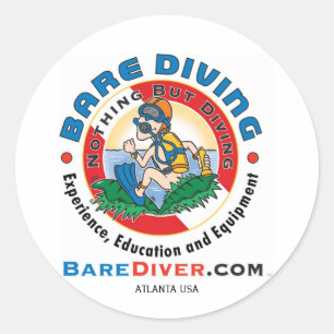 Scuba Crazy Diver, ATLANTA USA Runder Aufkleber