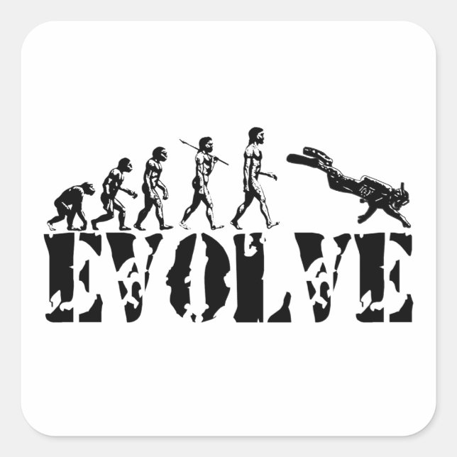 Scuba Diver Diver Evolution Sportart Quadratischer Aufkleber (Vorderseite)